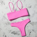ZTVitality Sexy Solid Bow Bikinis Push Up Bikini 2021 Straps Padded Low Waist Swimsuit Bandage Swimwear Women Brazilian Biquini