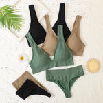 Women Push-Up Bra And Panties Set Sexy Lingerie V-neck Non-wire Bralette with Removable Pads Seamless Crop Top High Waist Thong