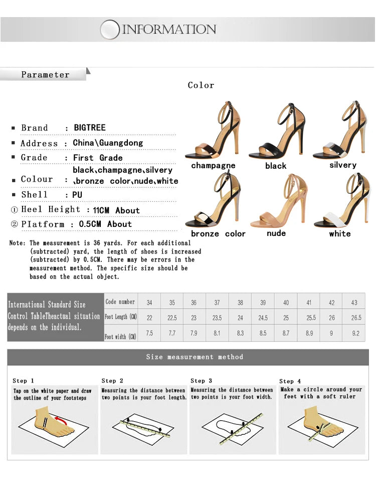 BIGTREE Shoes 11 cm High Heeled Sandals Women Summer Shoes Stiletto High Heels Open toed hollowed out Women Sandals Party Shoes