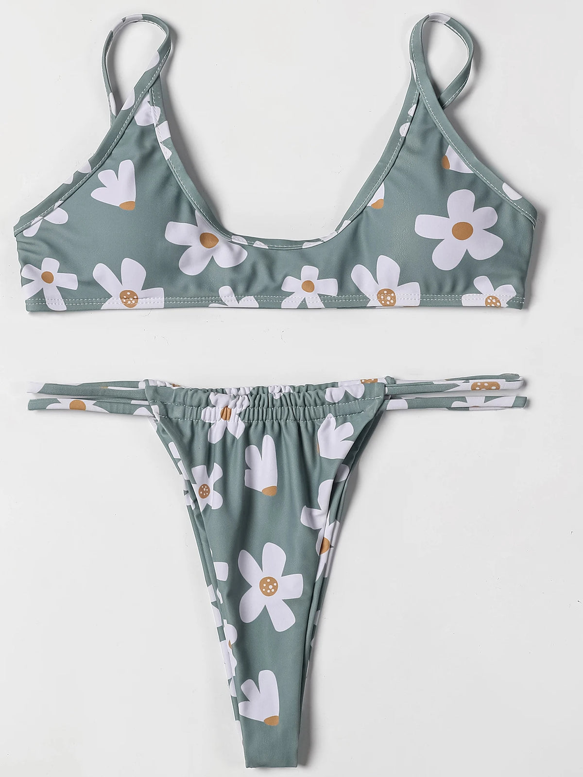 ZTVitality Swimwear Women Floral Print Sexy Bikini 2022 Hot Sale Straps Padded Bra Low Waist Swimsuit Female Brazilian Biquini
