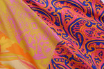 Foridol Paisley Print Batwing Sleeve Kimono Maxi Long Dress Floral Print Half Sleeve Boho Autumn Dress Orange Belt Slit Dress