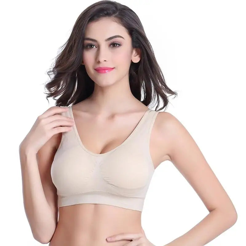Shockproof Sports Yoga Bra for Women Removable Breast Pad S-7XL Sexy Elastic Back Cotton Sleep Bra Comfortable Sleepwear Top