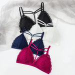 Deep V Bralette Woman Bra Floral Lace Bra Wire Free Bralette Sexy Lace Lingerie Female Push Up Brassiere Removable Pad Intimates