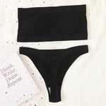 Women Strapless Bra And Panties Set Bandeau Bra High Waist Thong Seamless Underwear Sexy Tube Bra Female Sexy Lingerie Set M-XL