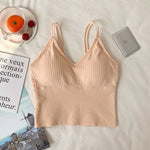 Women Crop Top Tank Top Female Top Seamless Underwear Camis Comfort Wireless Bras Top Removable Pads Female Camisole