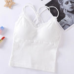 Summer Tank Top Women Crop Tops Sexy Lingerie Beauty Back Seamless Underwear Lace Bralette Camis Female Padded Camisole Femme