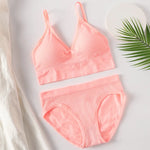 Sexy Women Bra Panties Set High Rise G-String Sports Bra Top Seamless Underwear Fitness Bra Top Female Lingerie Set Intimates