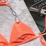 Sexy Rhinestone Bikini 2026 Women Solid Purple Metal Chain Swimsuit Brazilian Summer Beach Bathing Suit Luxury Thong Swimwear