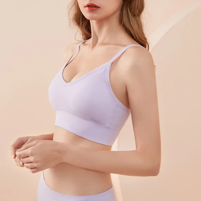 Sexy Women Bra Panties Set High Rise G-String Sports Bra Top Seamless Underwear Fitness Bra Top Female Lingerie Set Intimates