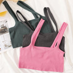 Square Neck Crop Top Women Seamless Underwear Top Solid Color Off Shoulder Cami Sexy Lingerie Sleeveless Tank Top Camisole