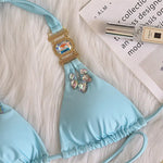 Halter Jewelled Diamond Bikini Women Swimsuit Female Triangle Swimwear Two piece Bikini set Brazilian Bather Bathing Suit Swim