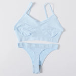 Women Seamless Bra And Panties Set Low Waist Thongs Female Comfort Non-wire Brassiere Sports Ribbed Underwear Set Sexy Lingerie