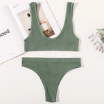Women Seamless Bra And Panties Set Wire-Free U-Neck Small Cup Push-Up Bra Low-Rise Thongs Sexy Lingerie Female Underwear Set