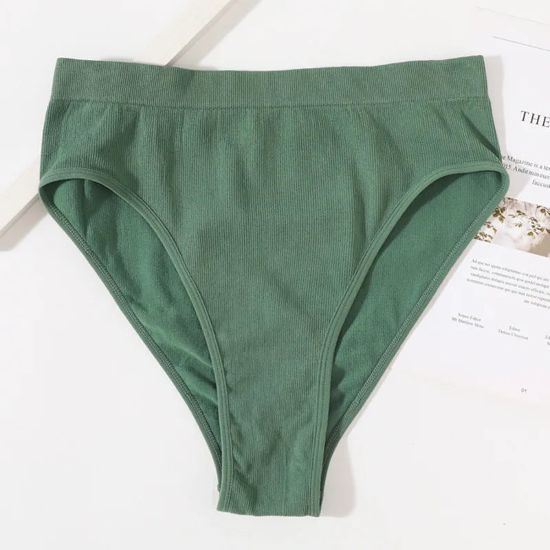 1Pc High Waist Panties Women Seamless Briefs High-Leg Cut Underpants Female Sexy Lingerie Solid Color Sport Underwear Panty S-L