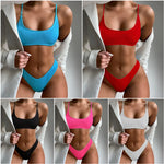7 Colors Wrinkled Crinkled Triangle Bikini Women Swimwear Female Swimsuit Two-pieces Bikini set Bather Bathing Suit Swim Lady