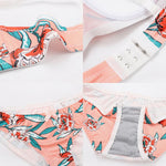 Floral Printed Bra Women's Underwear 2-piece set Removable shoulder strap Gathering Bralette Steel Ring Bras Lingerie Suit