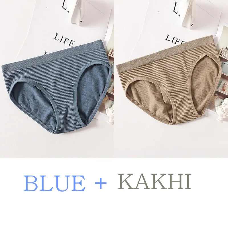 2Pcs/Set Seamless Panties Women Stretch Brief Panty Low Rise Underwear Sexy Female Full Coverage Underpants Lingerie