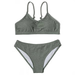 ZTVitality Sexy Solid Bikini Set 2025 New Arrival Padded Bra Push Up V-Neck Swimsuit Women Swimwear Summer Brazilian Beachwear