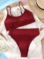 Sexy Solid Yellow Bikini 2026 Mujer High Cut Pleate Women's Swimsuit Separate Beach Bathing Suit High Waist Swimwear Biquini New