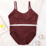Women Seamless Bra And Panties Set Non-Wire Push-Up Bralette Female Low-Waist Thongs T-back Panties Sexy Lingerie Underwear Set