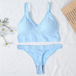 Women Bra And Panties Set U Back Bra Seamless Underwear Sport Cropped Top Low Waist Thongs Sexy Lingerie Set Fitness Crop Top