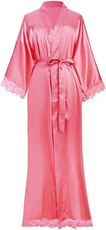 2019 New Silk Satin Lace Robes Bridesmaid Bride Robes Wedding Long Robe Bathrobe Womens Robe Lingerie Robe