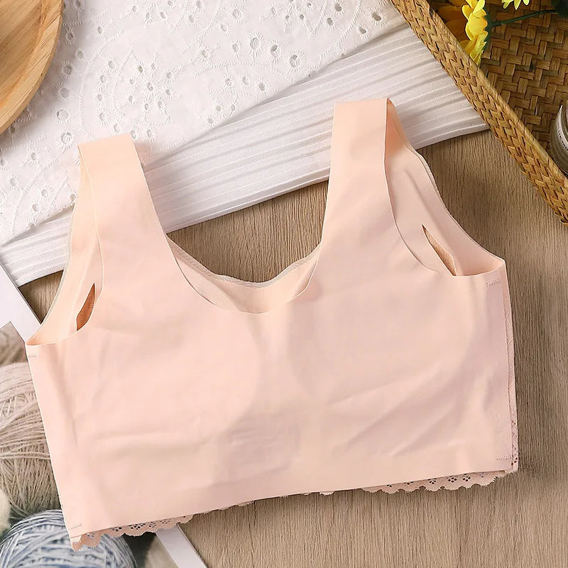 Breathable Latex Bra Seamless Women’s Underwear Sexy Push Up Bralette With Pad Vest Top Comfortable Lace Sleep Brassiere