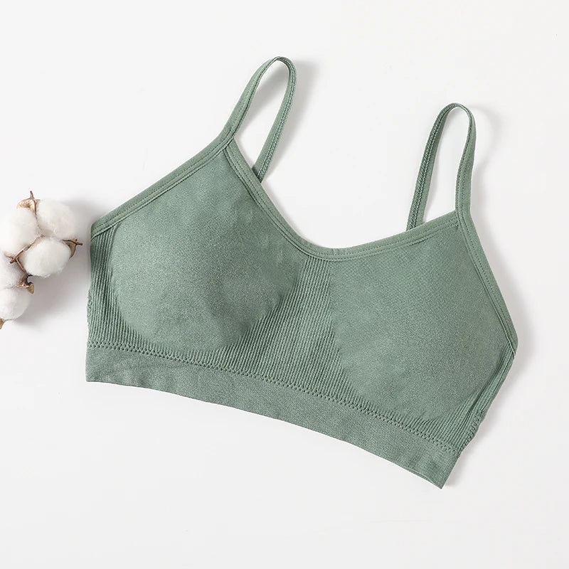 Women's Wireless Bra Sports Tube Top Ribbed Ruched Camisole Bralette With/Without Pads Underwear Sexy Lingerie M-L Intimates