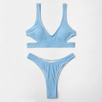 ZTVitality Solid Twill Bubble Sexy Bikini 2022 Hot Sale Padded Hollow Out High Leg Swimsuit Brazilian Beachwear Swimwear Women