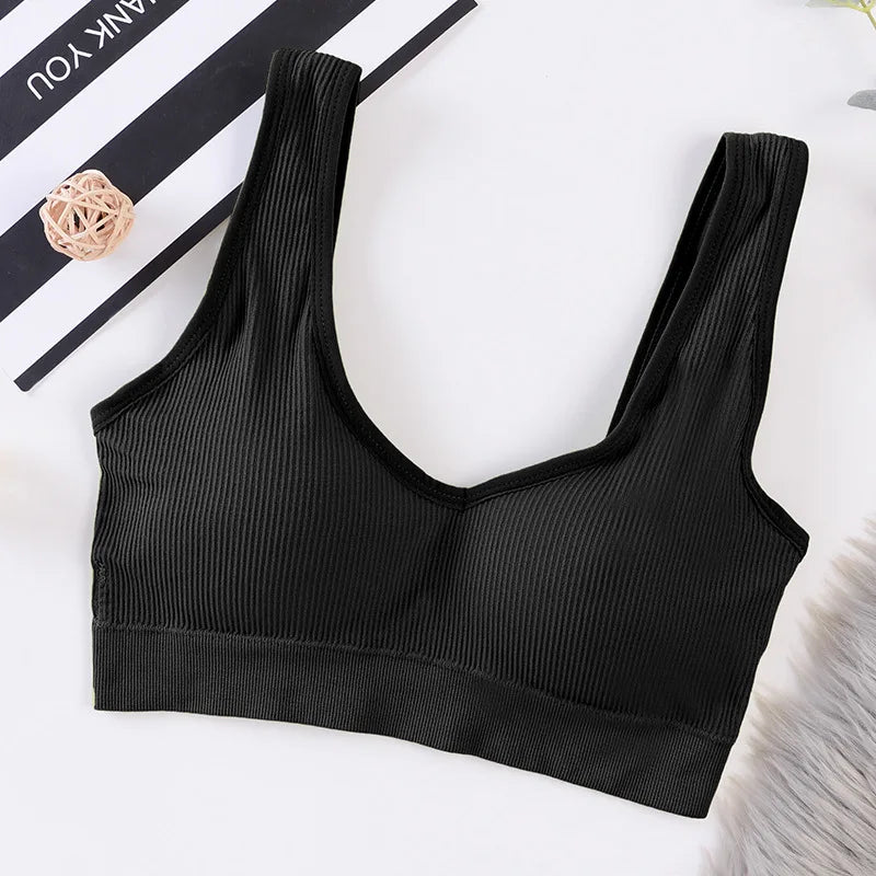 Women Crop Tops Female Tank Top Seamless Underwear Sexy Lingerie Sport Fitness Bra Top Wireless Padded Camisole