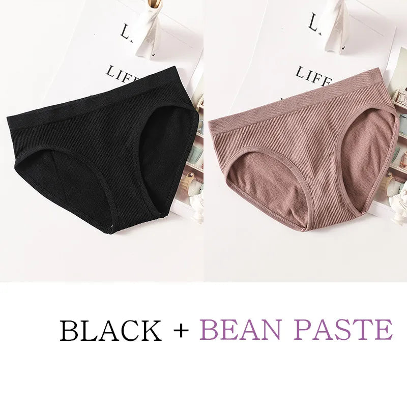 2Pcs/Set Seamless Panties Women Stretch Brief Panty Low Rise Underwear Sexy Female Full Coverage Underpants Lingerie