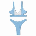 ZTVitality Solid Twill Bubble Sexy Bikini 2022 Hot Sale Padded Hollow Out High Leg Swimsuit Brazilian Beachwear Swimwear Women