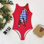 Striped Women One Piece Swimsuit High Quality Swimwear Printed Push Up Monokini Summer Bathing Suit Tropical Bodysuit Female