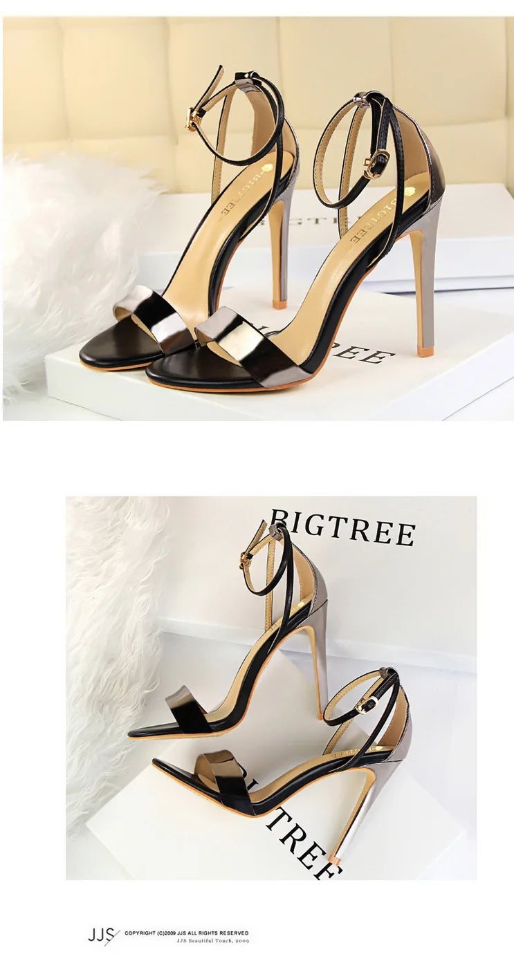 BIGTREE Shoes 11 cm High Heeled Sandals Women Summer Shoes Stiletto High Heels Open toed hollowed out Women Sandals Party Shoes