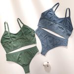 Women Seamless Bra And Panties Set Non-Wire Push-Up Bralette Female Low-Waist Thongs T-back Panties Sexy Lingerie Underwear Set