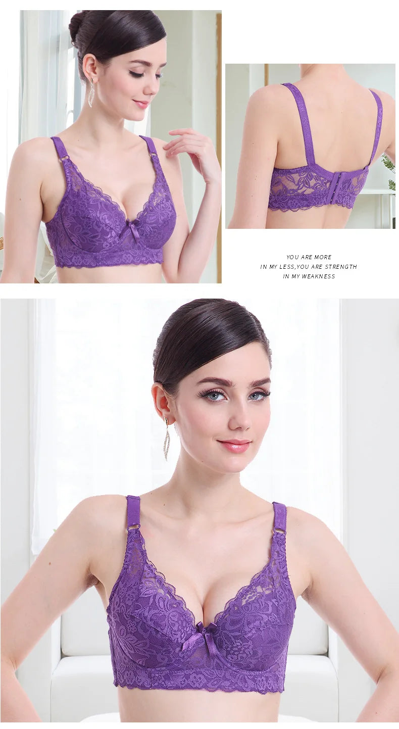Push Up Bra Sexy Embroidery Lace Wire Free Bra Thin Padded Intimate 75-105 B C D Brassiere Wireless Bralette For Women Underwear