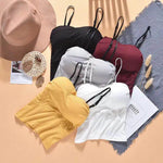 Women Tanks Crop Top Sexy Female Crop Top Comfort Underwear Adjust Shoulder Strap Tops Camisoles Removable Pads Vest