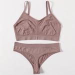 Women Seamless Bra And Panties Set Non-Wire Push-Up Bralette Female Low-Waist Thongs T-back Panties Sexy Lingerie Underwear Set