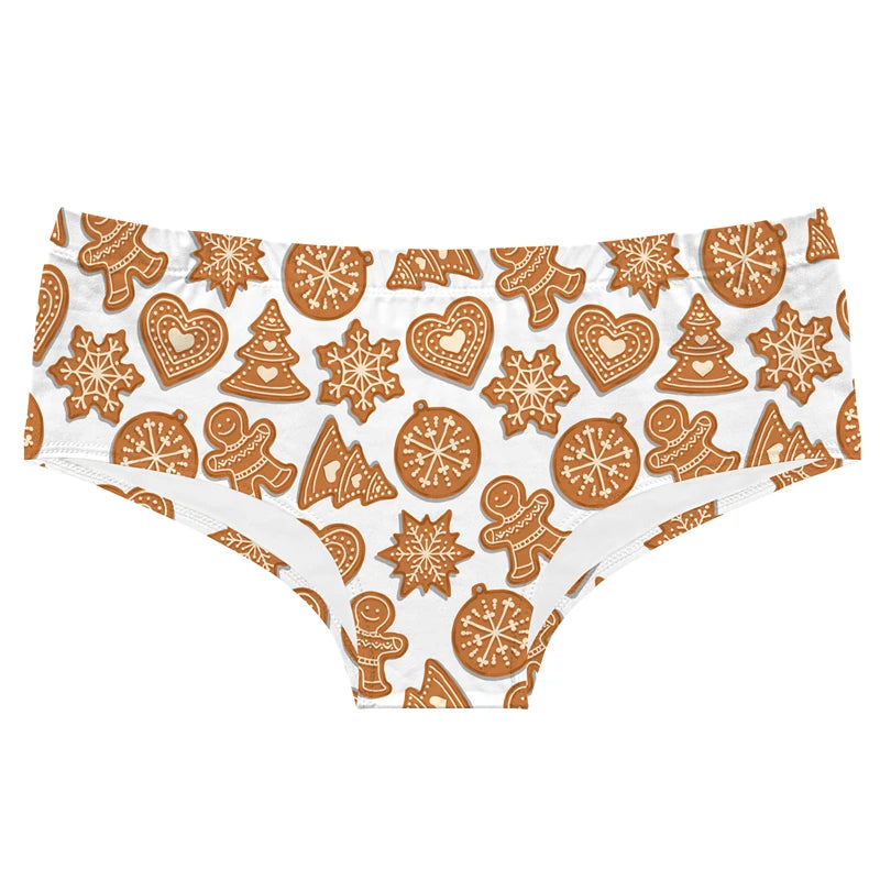 Christmas Tree Santa Snow Print Women's Underpants Original Xmas Pattern Ladies Panties Elastic Waistband Female Briefs