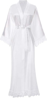 2019 New Silk Satin Lace Robes Bridesmaid Bride Robes Wedding Long Robe Bathrobe Womens Robe Lingerie Robe