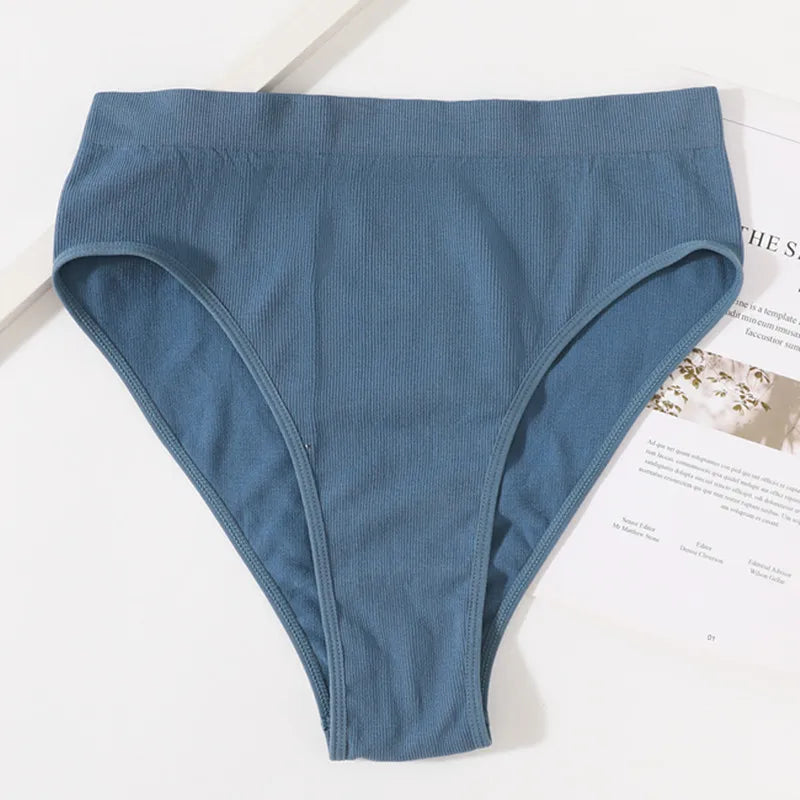 1Pc High Waist Panties Women Seamless Briefs High-Leg Cut Underpants Female Sexy Lingerie Solid Color Sport Underwear Panty S-L