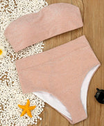 2025 Shiny Sparkling High Waist Bikini Women Bandeau Swimsuit Female Swimwear Two Pieces Bikini set High cut Bathing Suit Swim