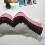 Strapless Bra Tube Top Women Crop Top Non-wire Invisible Bra 3/4 Cup Underwear Sexy Lingerie Cotton Bandeau Bra Removable Pads