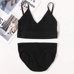 Women Seamless Bra And Panties Set U Back Bra Crop Top Sexy Lingerie Set No Pads Brassiere Low Rise Briefs Ladies Underwear Set