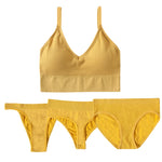 4pcs/set Women Underwear Set Active Wear Bra Top Female U Back Sports Bra And Panties Set G-String Thongs Sexy Lingerie