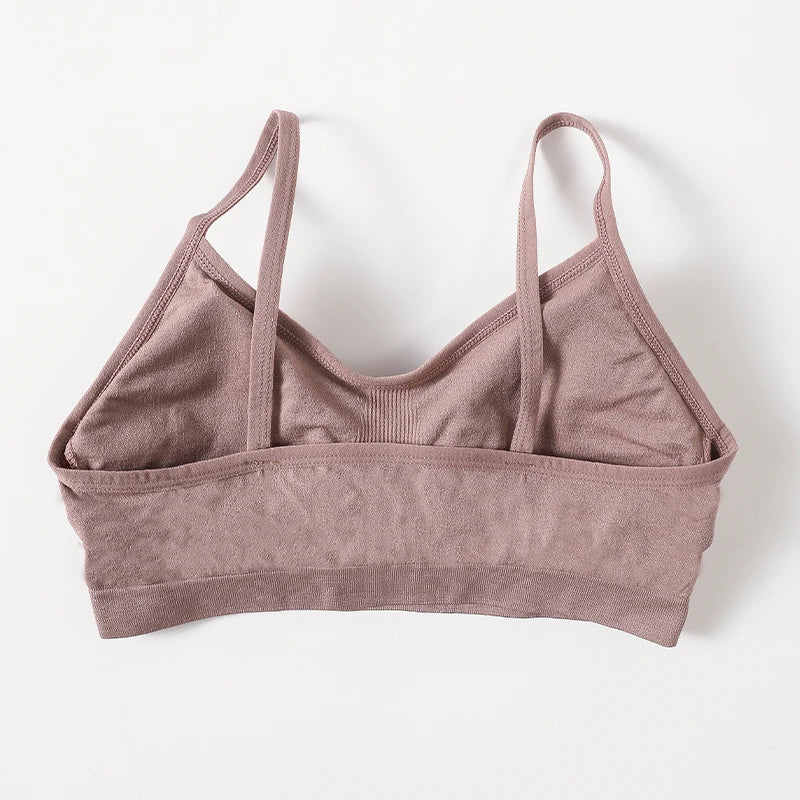 Women's Wireless Bra Sports Tube Top Ribbed Ruched Camisole Bralette With/Without Pads Underwear Sexy Lingerie M-L Intimates