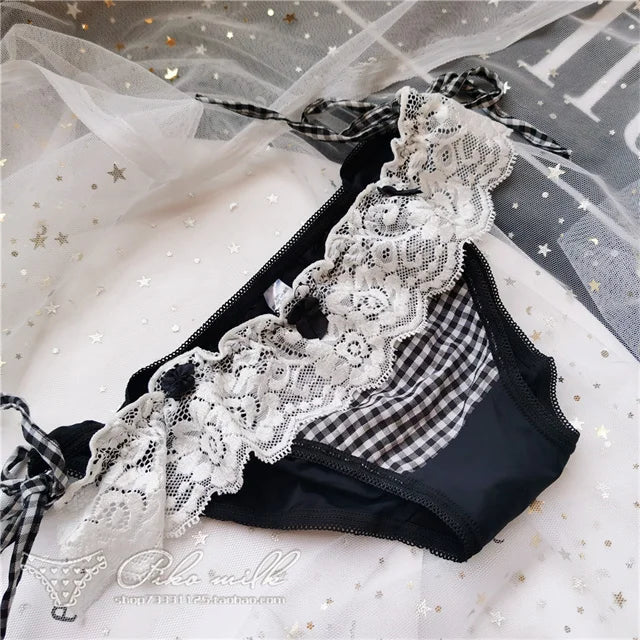 Women's Sexy Bandage Lace-Up Transparent Panty Seamless Cotton Crotch Briefs Buttocks Wrap Knickers Lady Underwear