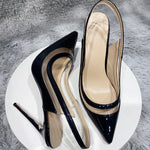 transparent PVC women's high heels, 12cm 10cm 8cm thin heels, no shoelaces, toe, Party disco shoes, black, size 33-45