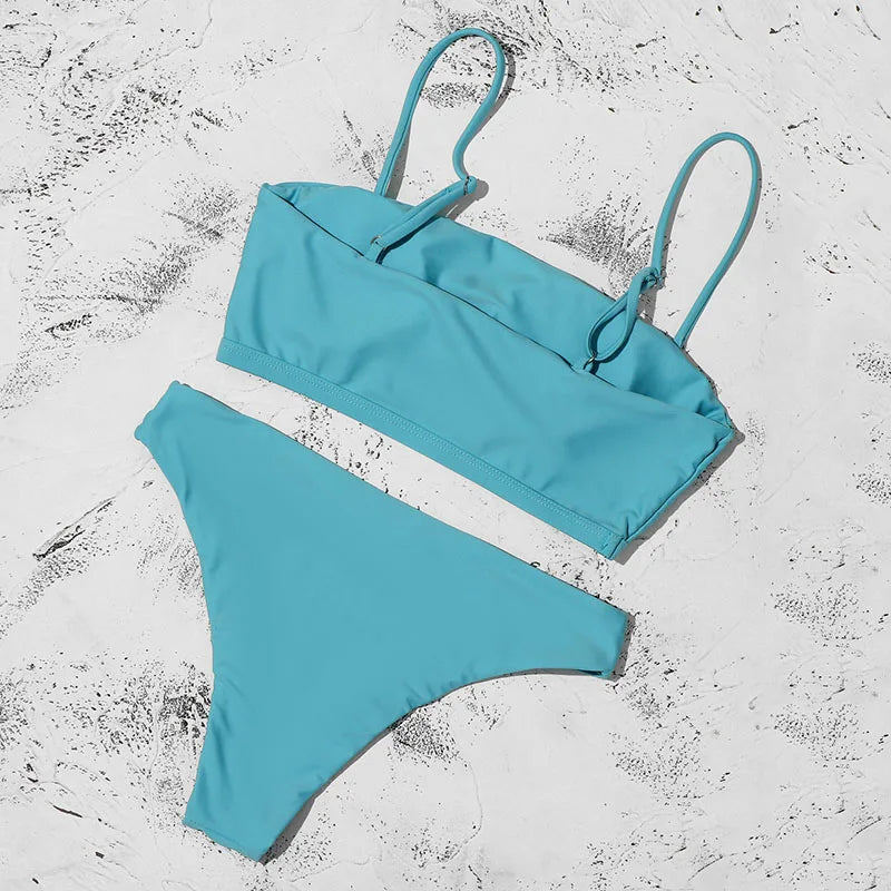 ZTVitality Solid Sexy Bikinis Push Up Bikini 2026 New Arrival Straps Padded Bra Mid Waist Swimsuit Solid Swimwear Women Biquini