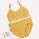 Women Seamless Bra Briefs Set Push Up Bra Top Sexy Lingerie Female U Back Crop Top Brassiere Underwear Set